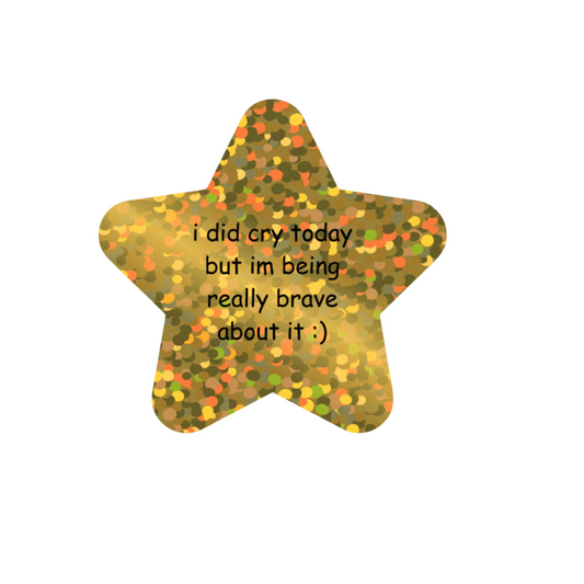 gold star but I did cry [sparkly] 5 x 5 cm